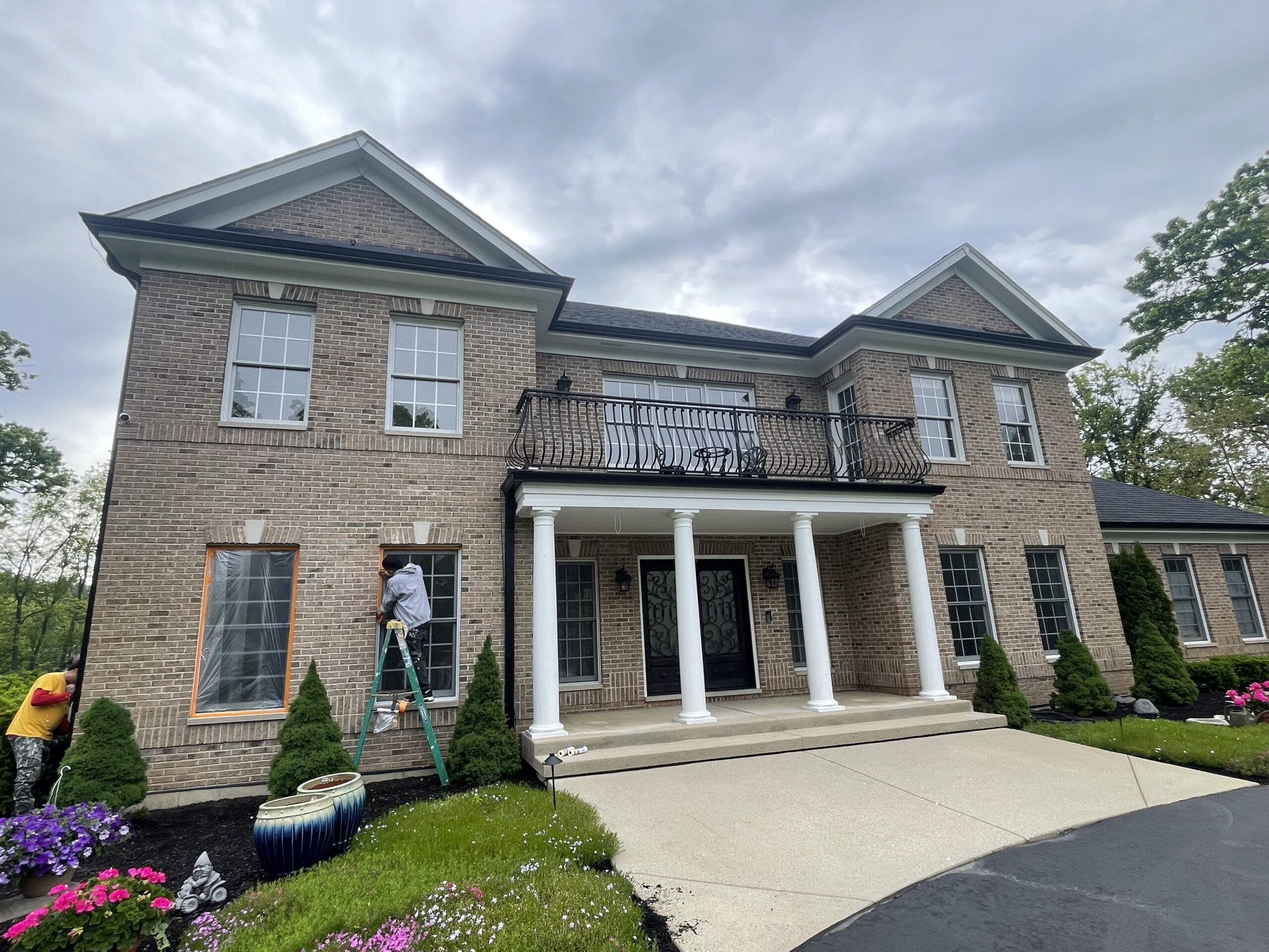 Round Lake, IL brick home refinish - Exterior Residential Painting Services (before)